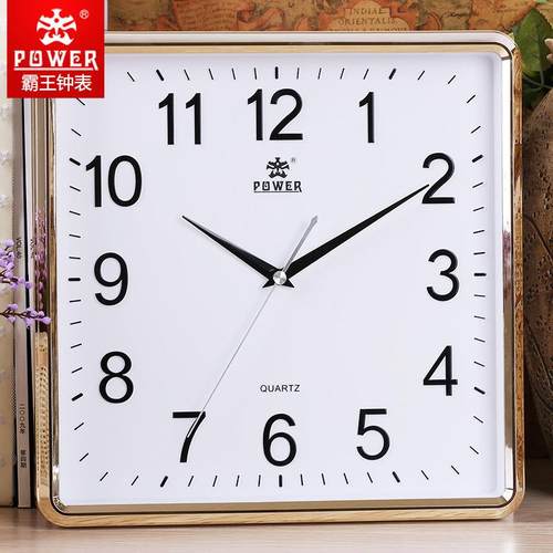 霸王钟表卧室石英钟表方形时钟现代简约客厅挂钟PW801-8172-8231