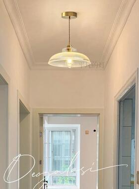 民宿餐厅老温馨阳台上海墨绿色复古灯具黄铜玻璃吊灯美式怀旧卧室