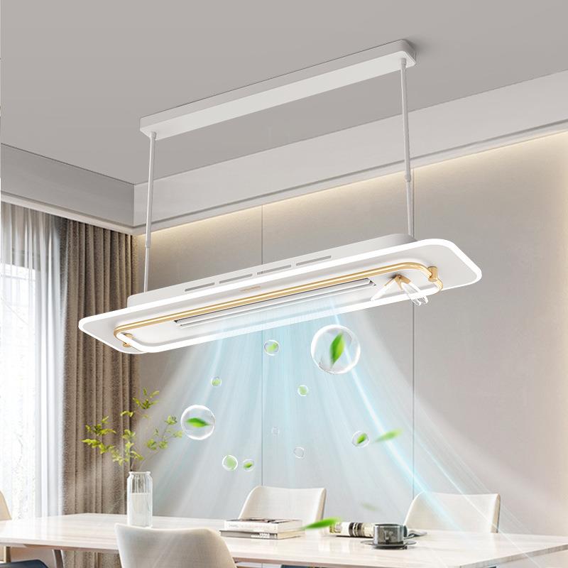 2024新款无叶风扇灯餐厅吊灯现代简约隐形轻奢吊灯餐桌一体吊扇灯