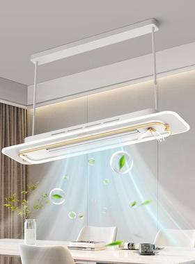 2024新款无叶风扇灯餐厅吊灯现代简约隐形轻奢吊灯餐桌一体吊扇灯