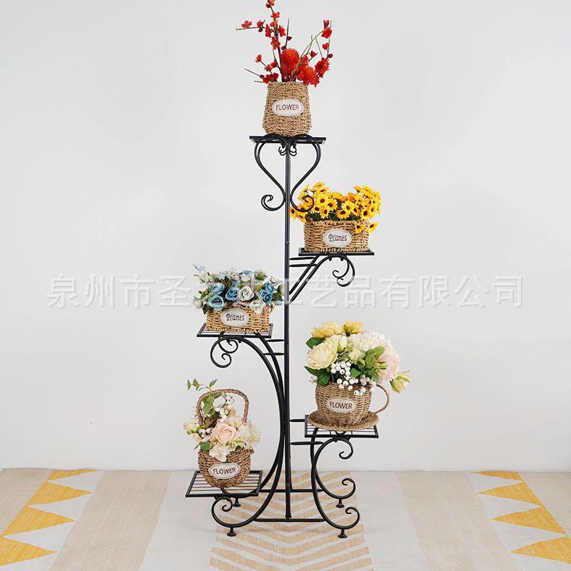 室内客厅阳台花架花园庭院植物架落地北欧风家居铁艺花盆架子
