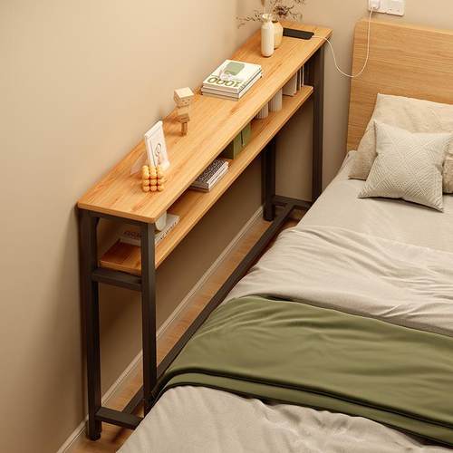 床边窄夹缝柜卧室床尾置物架床尾收纳柜靠墙一字长条桌床边柜窄柜