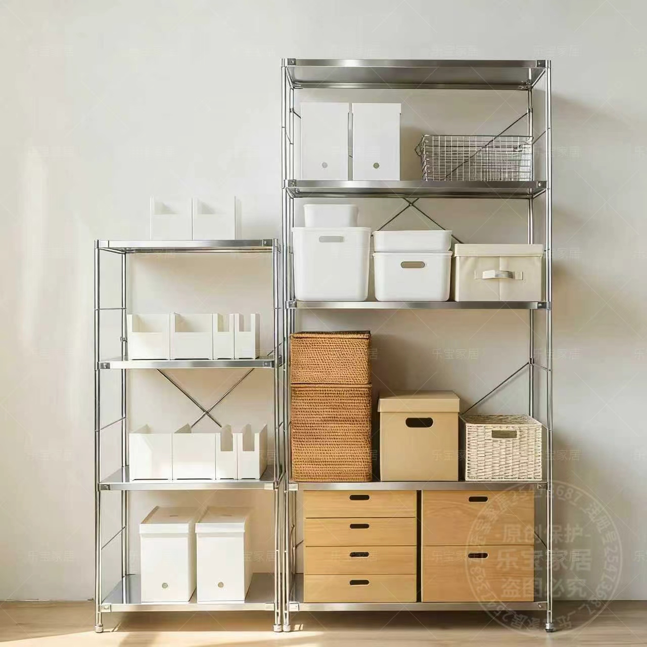 日式置物架不锈钢落地多层