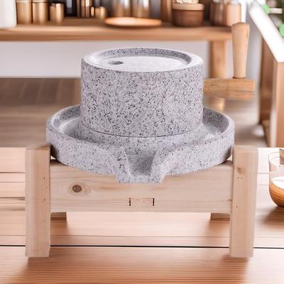 天然麻石20*30老磨盘手工米粉机手摇豆浆机小石磨家用精品选木架