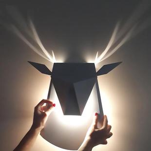 北欧后现代简约创意个性 过道灯楼梯墙灯客厅卧室房间床头鹿角壁灯