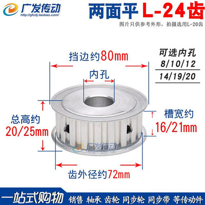 同步轮L24/齿/T两面平同步皮带轮AF型槽宽16/21通孔/键槽*