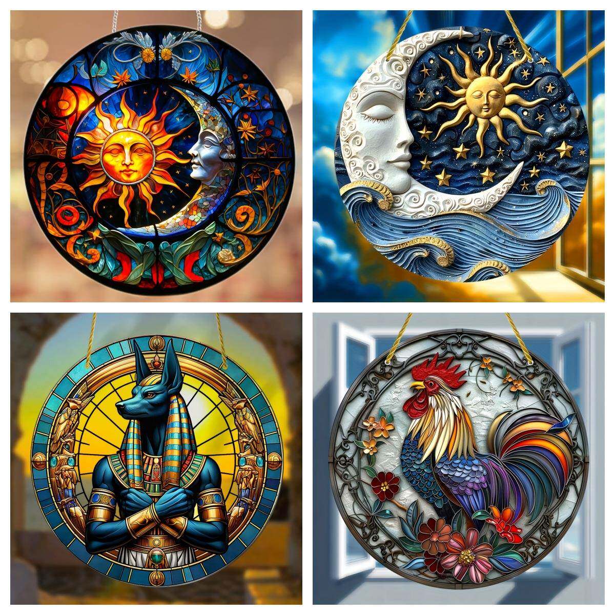 亚马逊阿努比斯狗神亚克力捕阳器壁挂月亮太阳墙壁门廊装饰挂件