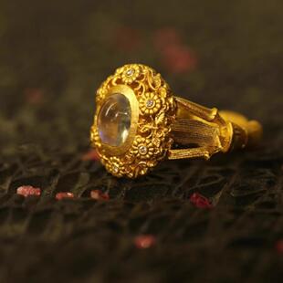 精美繁华戒指花边指圈金色男女款指环时尚轻奢风气质百搭饰品送礼