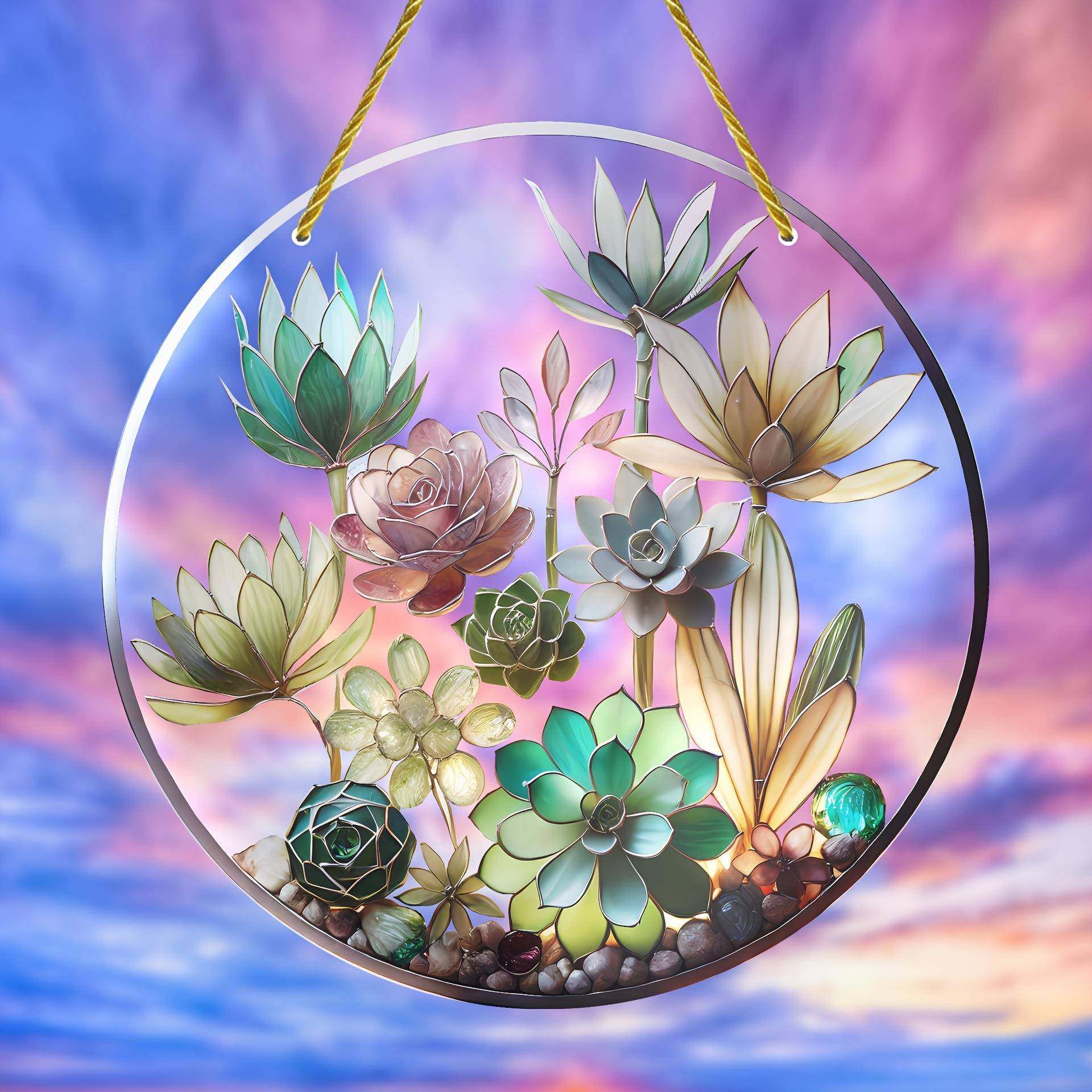 跨境美丽多肉植物亚克力太阳捕捉器悬挂墙饰艺术挂件卧室门廊挂牌,饰品/流行首饰/时尚饰品新,其他DIY饰品配件,淘宝优惠券,粉丝福利购,淘宝优惠卷