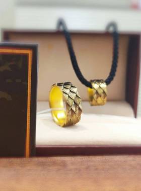 黄金色龙鳞戒指项链两用复古民族风黑金色高级感本命年礼物精致