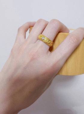 法式复古金色锆石戒指女轻奢高级感精致简约百搭食指戒指环手饰品