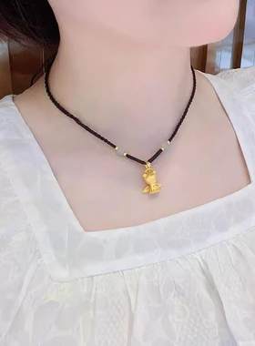 天使福星宝宝新款黄金色吊坠幸运珠编织锁骨项链高级感送女友礼物