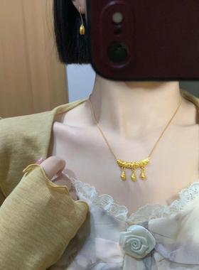 黄金色精致竹子葫芦弯管项链金色爆款时尚气质复古高级锁骨中国风