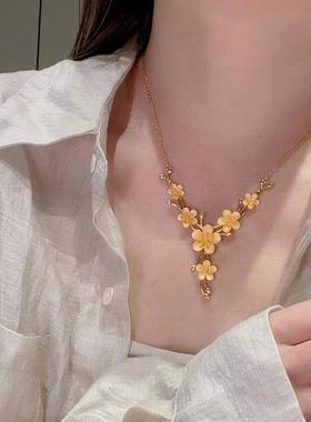 轻奢金色花月项链ins风时尚百搭毛衣链锁骨链婚假订婚送女友礼物