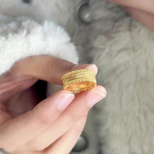 腰缠万贯戒指传承新款小众黄金色设计时尚古法指环寓意腰缠万贯