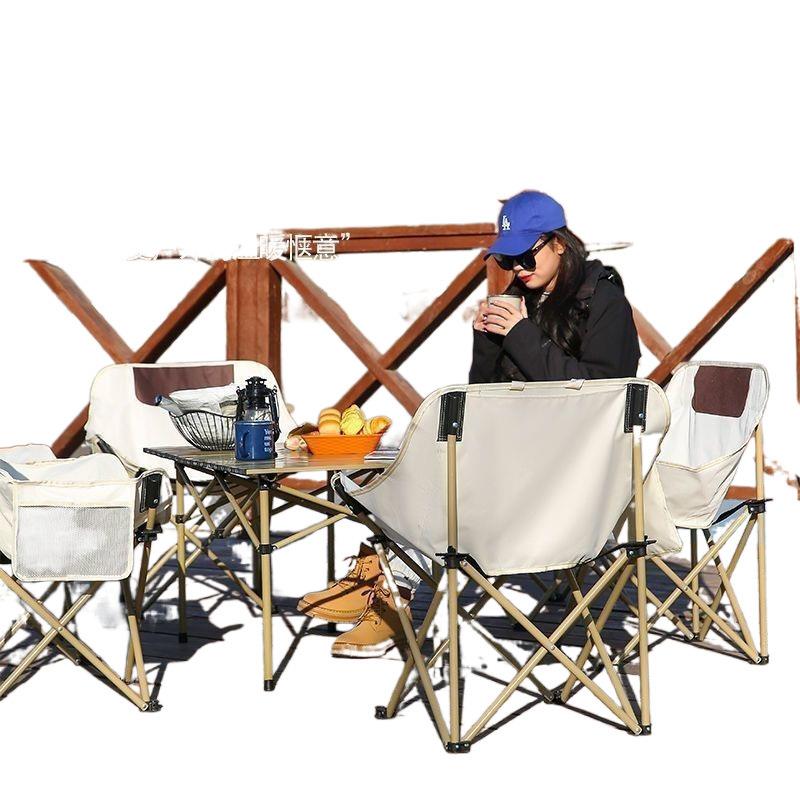 外露营桌椅套装躺椅闲便携式靠背家多功能休懒人户摆DXT摊凳子用