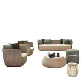 户外沙发庭院藤编三件套防水晒别墅花园家具茶几组合户外休闲