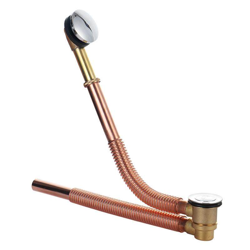 制动式全铜可伸缩通配浴缸下水器紫铜带垃圾篮浴盆去水器配件,家装主材,下水器,淘宝优惠券,粉丝福利购,淘宝优惠卷