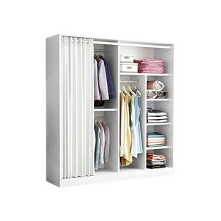 布帘门经济型实木板式现代简约衣柜家用卧室衣柜出租房用简易衣柜