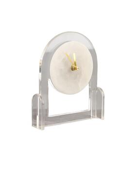 轻奢创意透明亚克力云石台钟座钟桌面摆件客厅卧室玄关家居装饰品