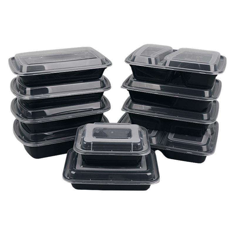 加厚美式圆形打包盒一次性餐盒快餐饭盒长方形外卖餐具塑料碗带盖