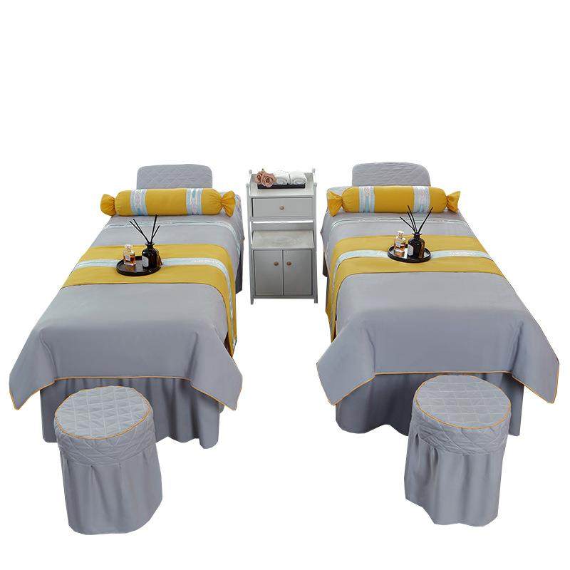 新款美容床罩四件套纯色美容院洗头理疗按摩床单床罩带洞四季通用,床上用品,床裙,淘宝优惠券,粉丝福利购,淘宝优惠卷