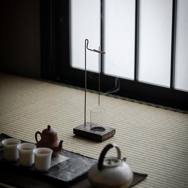 倒dat1027式香插炉创挂意胡桃木香线底座家用客厅摆香件檀香沉香