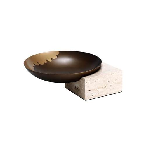 创意金属网格托盘家居样板间餐桌客厅圆型果盘摆件收纳盘软装饰品