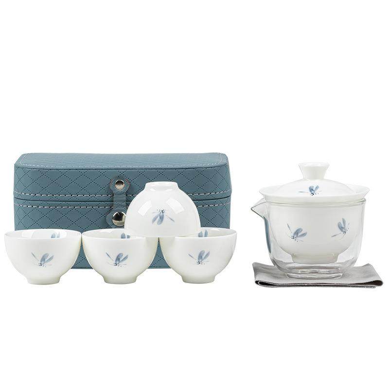 德化羊脂玉瓷盖碗套装户外随身旅行茶具便携收纳包陶瓷功夫快客杯,餐饮具,旅行茶具,淘宝优惠券,粉丝福利购,淘宝优惠卷