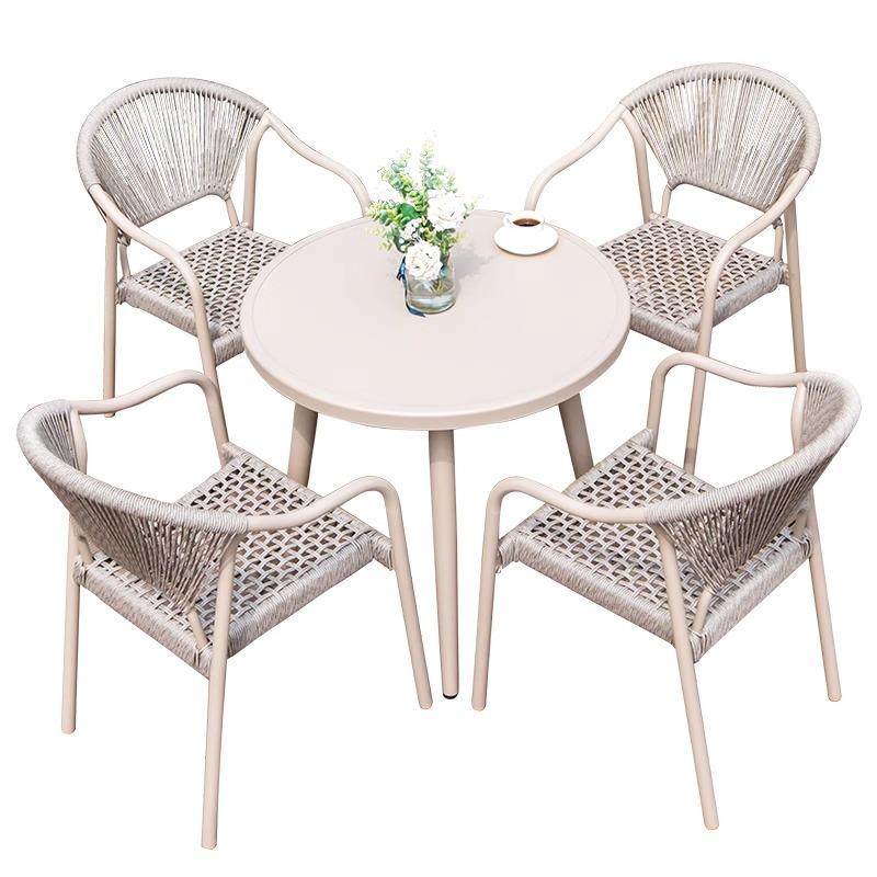 北欧户外绳编桌椅庭院桌椅碳钢花园阳台露天咖啡厅休闲铁艺桌椅组,商业/办公家具,商用藤编家具,淘宝优惠券,粉丝福利购,淘宝优惠卷