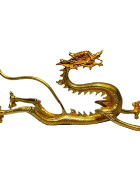 古玩金龙摆件文化复古风珍藏纯手工客厅鎏金倒立龙五爪金龙