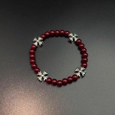 Vintage古着 Burgundy beaded cross手串