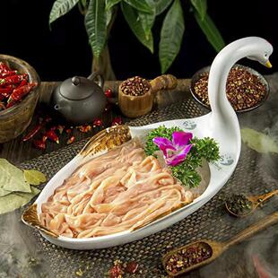 网红商用创意火锅店鸭肠鹅肠专用摆盘餐具仿瓷天鹅形状造型菜盘子