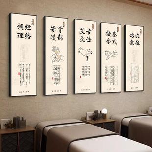 中医文化养生馆装饰画艾灸头疗拔罐采耳推拿背景墙挂画美容院壁画