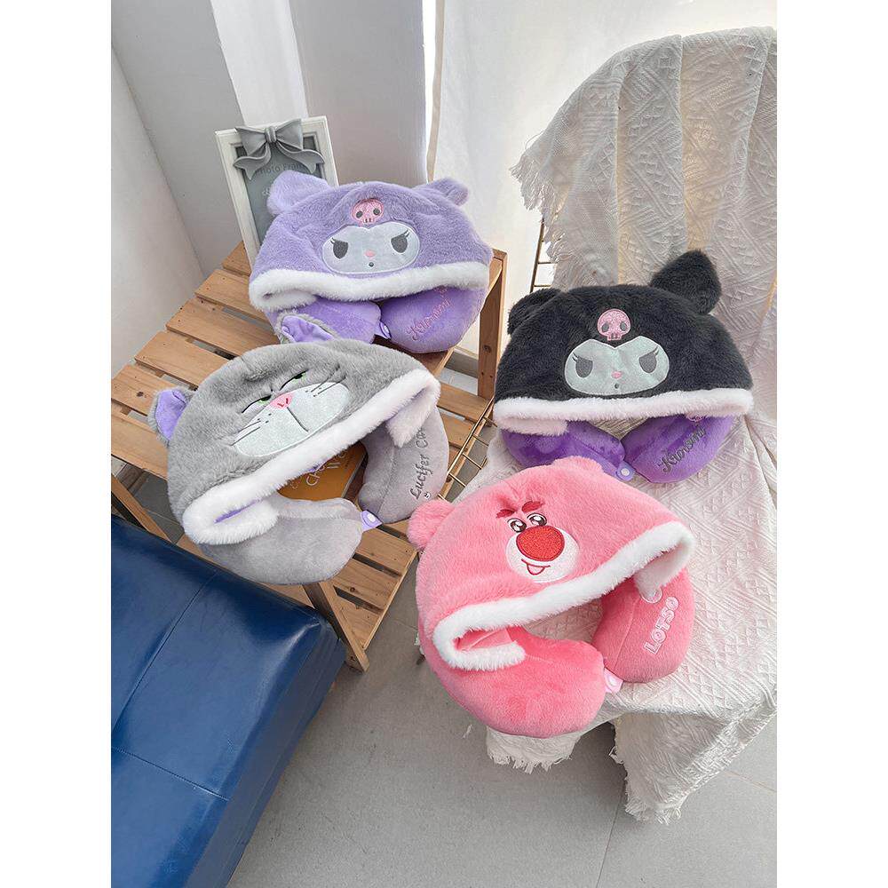 少女心可爱卡通连帽U型枕护颈枕旅行便携脖子枕学生办公午睡U枕