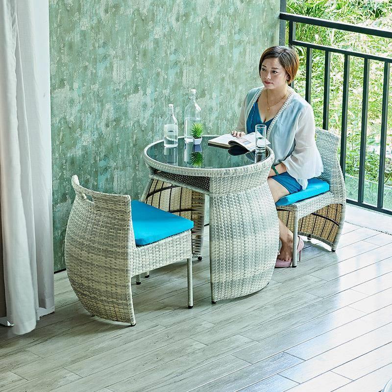 阳台小桌椅组合网红简约创意休闲椅家用户外露台室外庭院客厅藤椅