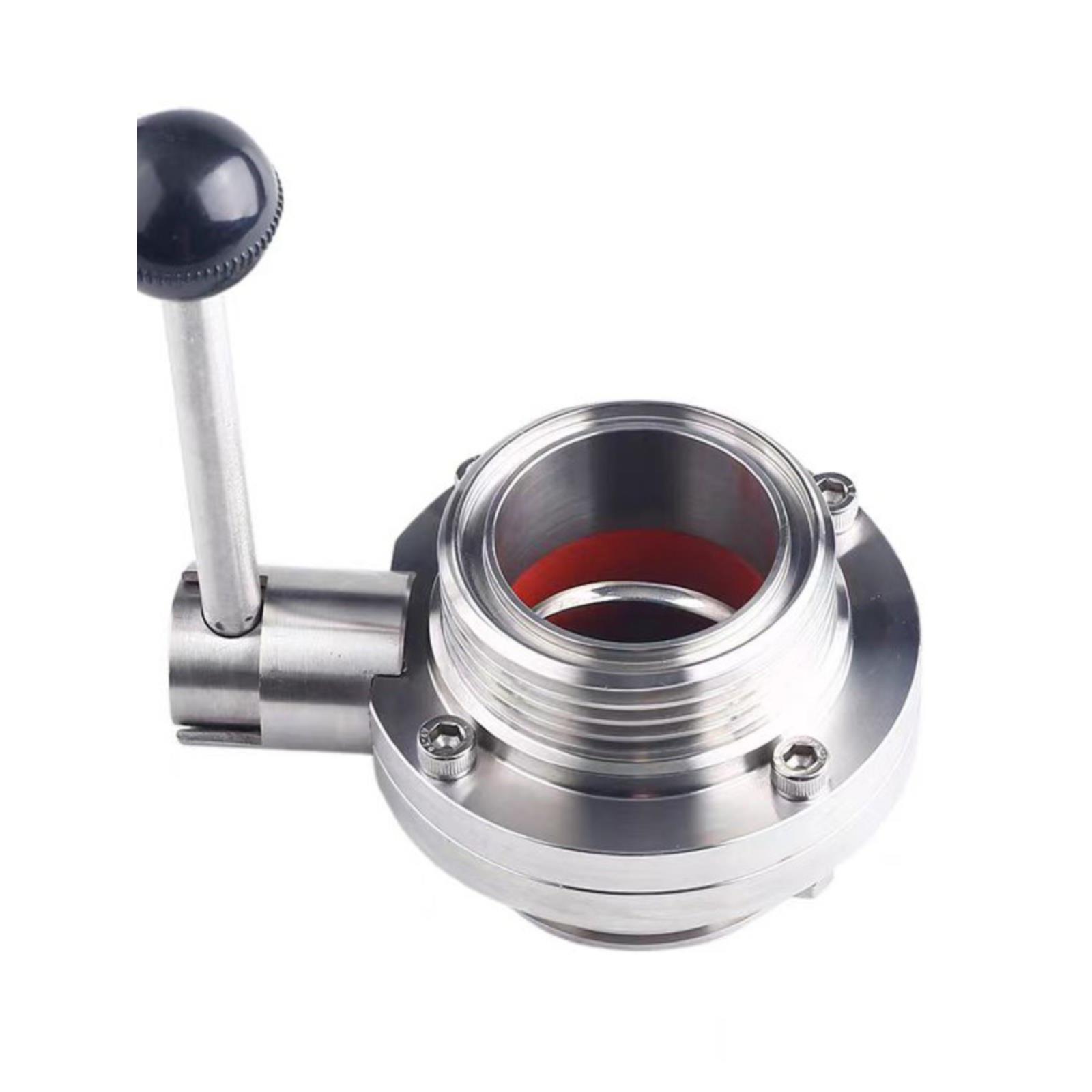 304不锈钢T型蝶阀卫生级手动ISO方型外螺纹蝶阀食品级D21X-10P 38