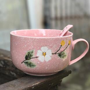 ins宿舍陶瓷泡面杯可微波炉饭盒碗筷套装学生带把早餐带盖子燕麦