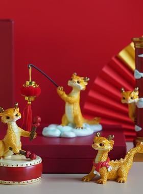 创意可爱国潮生肖中国龙公仔小摆件客厅办公室桌面卡通摆设装饰品