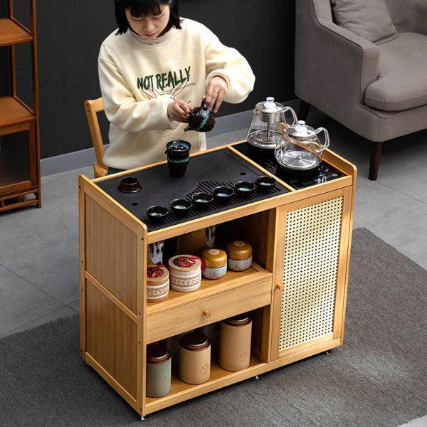 烧水壶小茶台移动茶桌一体实木家用茶水柜简约泡茶茶几煮轻奢阳台