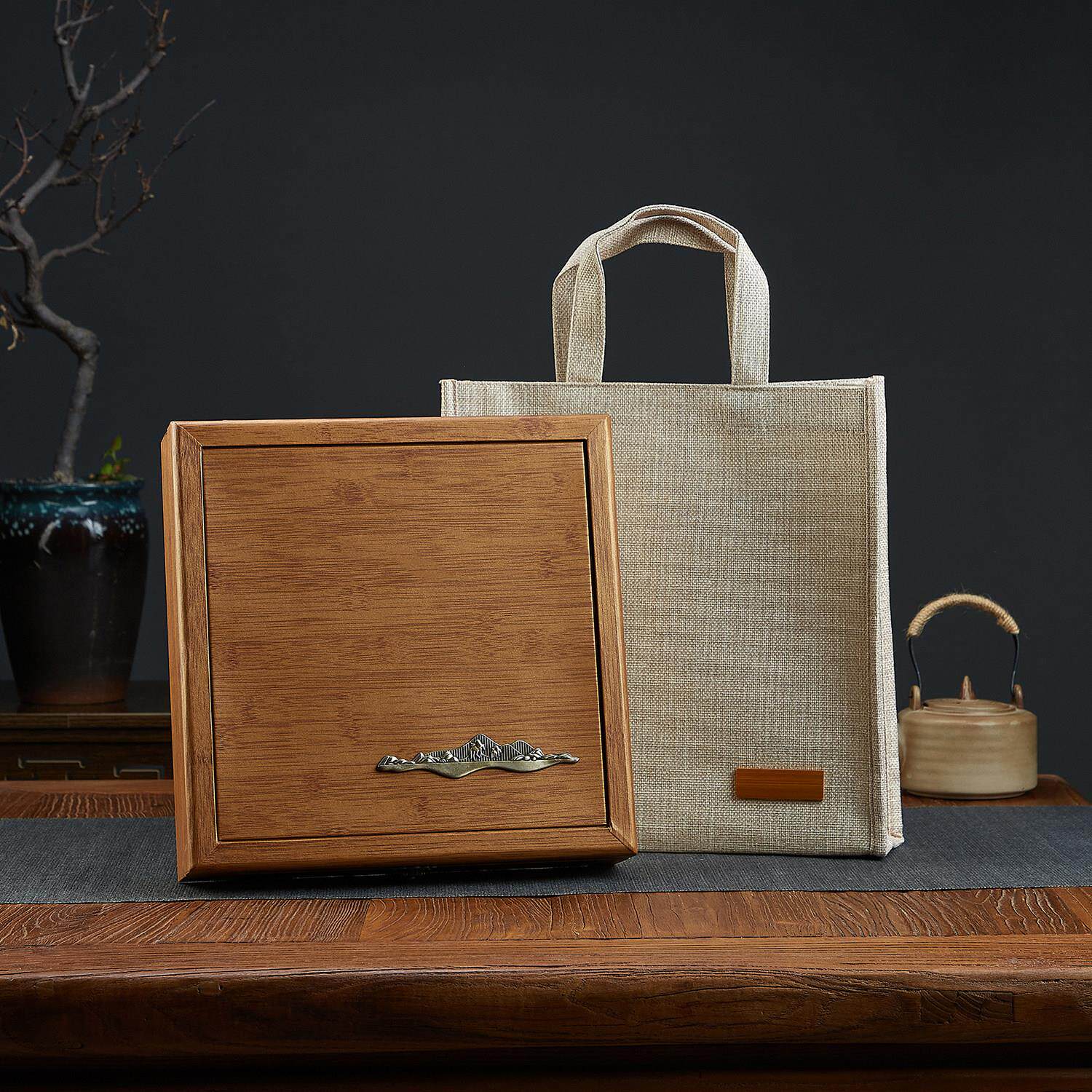 高档仿竹艺普洱茶包装盒福鼎老白茶200g357g单双饼空礼品盒七子饼