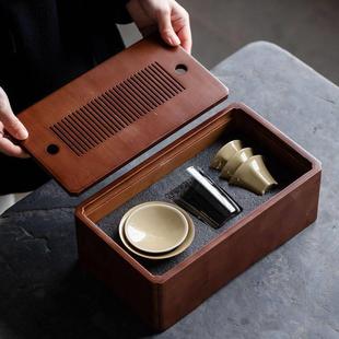 若木居 定窑黄旅行八方来财茶具陶瓷功夫茶具复古礼品外带套装