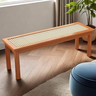 实木中式长条凳客厅餐桌凳现代轻奢原木板凳长椅胡桃床尾凳换鞋凳