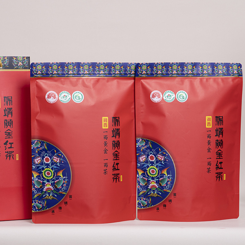 新款苗绣湖南保靖黄金茶黄金二号茶红绿茶包装袋简易自封袋