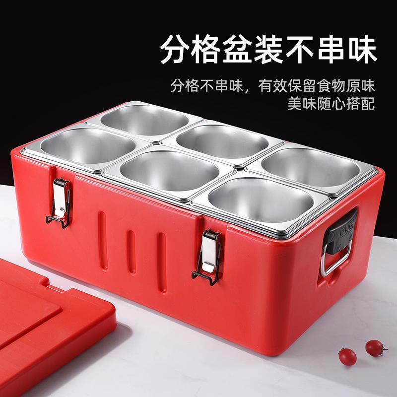 不锈钢保温箱商用摆摊便携式地摊快餐长方形食堂冷热分格冷藏箱