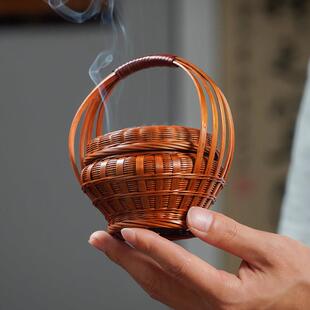 邱师傅竹木竹编提篮香炉居室沉香茶室室内环香焚香檀香禅意香薰盘