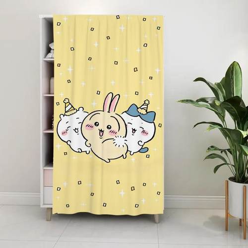 动画chiikawa橱柜衣柜门帘滑轨式拉帘防尘布衣帽间鞋架遮挡帘粘贴