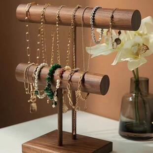 巨画算简约实木新胡桃木展示架发圈手錬发圈发箍耳环饰品首饰收纳