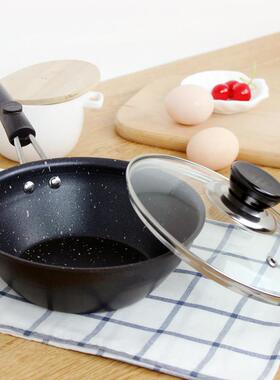 超厚铁锅天然麦饭石不粘锅煎锅小炒锅不黏加深炒锅平底锅18cm22cm