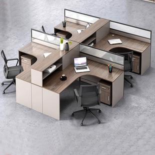 职员办公桌办公室员工桌十字型双4四6人工位卡座财务屏风桌椅组合